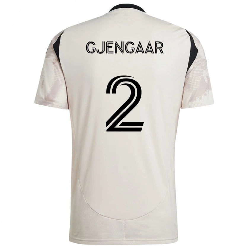 Danxen Bambino Maglia Dennis Gjengaar #2 Beige Nero Kit Gara Away 2025/26 Maglietta