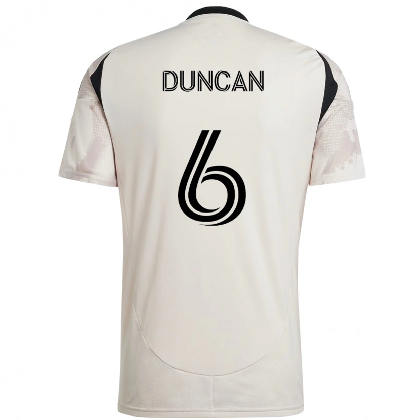 Danxen Bambino Maglia Kyle Duncan #6 Beige Nero Kit Gara Away 2025/26 Maglietta
