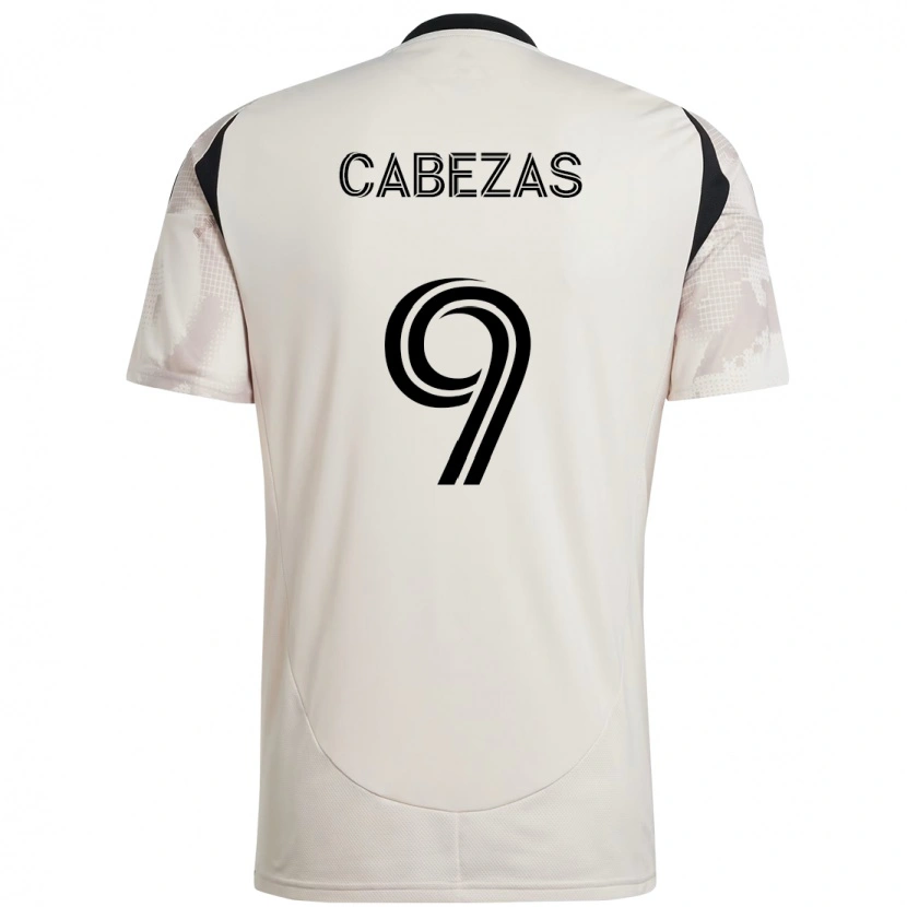 Danxen Bambino Maglia Jorge Cabezas #9 Beige Nero Kit Gara Away 2025/26 Maglietta