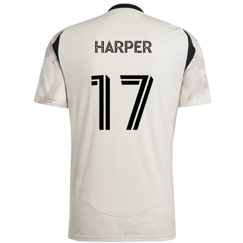 Danxen Bambino Maglia Cameron Harper #17 Beige Nero Kit Gara Away 2025/26 Maglietta