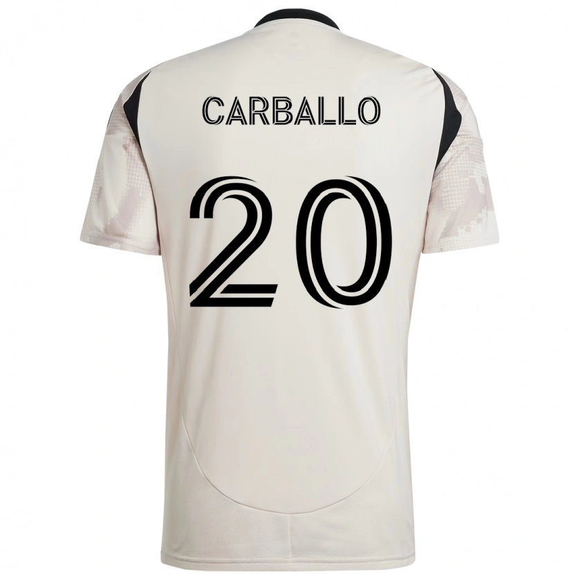 Danxen Bambino Maglia Felipe Carballo #20 Beige Nero Kit Gara Away 2025/26 Maglietta