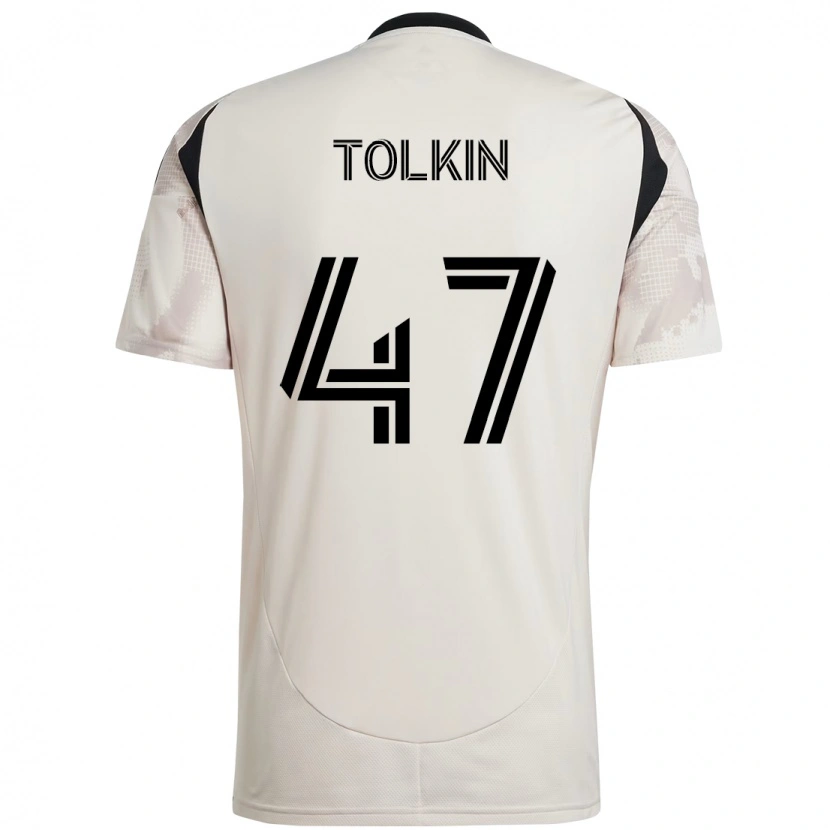 Danxen Bambino Maglia John Tolkin #47 Beige Nero Kit Gara Away 2025/26 Maglietta