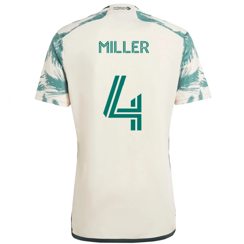 Danxen Bambino Maglia Kamal Miller #4 Beige Verde Kit Gara Away 2025/26 Maglietta
