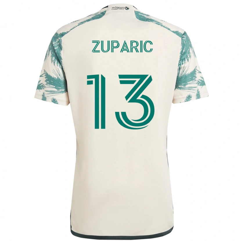 Danxen Bambino Maglia Dario Župarić #13 Beige Verde Kit Gara Away 2025/26 Maglietta
