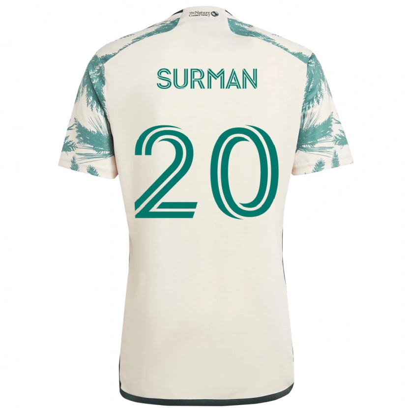 Danxen Bambino Maglia Finn Surman #20 Beige Verde Kit Gara Away 2025/26 Maglietta