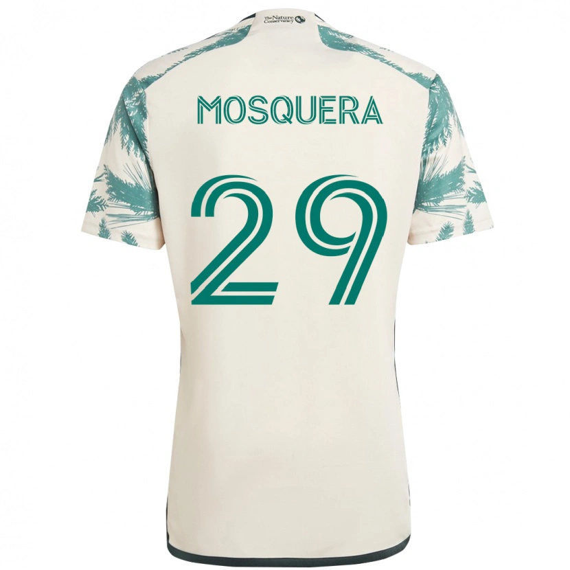 Danxen Bambino Maglia Juan Mosquera #29 Beige Verde Kit Gara Away 2025/26 Maglietta