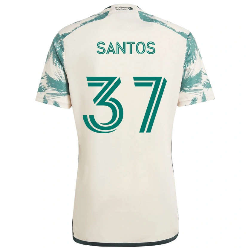 Danxen Bambino Maglia Noah Santos #37 Beige Verde Kit Gara Away 2025/26 Maglietta