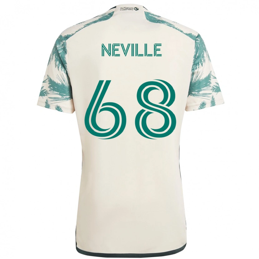 Danxen Bambino Maglia Harvey Neville #68 Beige Verde Kit Gara Away 2025/26 Maglietta