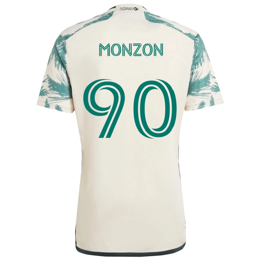 Danxen Bambino Maglia Florián Monzón #90 Beige Verde Kit Gara Away 2025/26 Maglietta