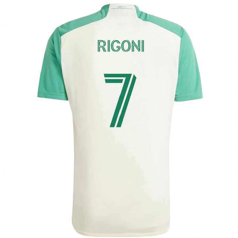 Danxen Bambino Maglia Emiliano Rigoni #7 Bianco Verde Kit Gara Away 2025/26 Maglietta