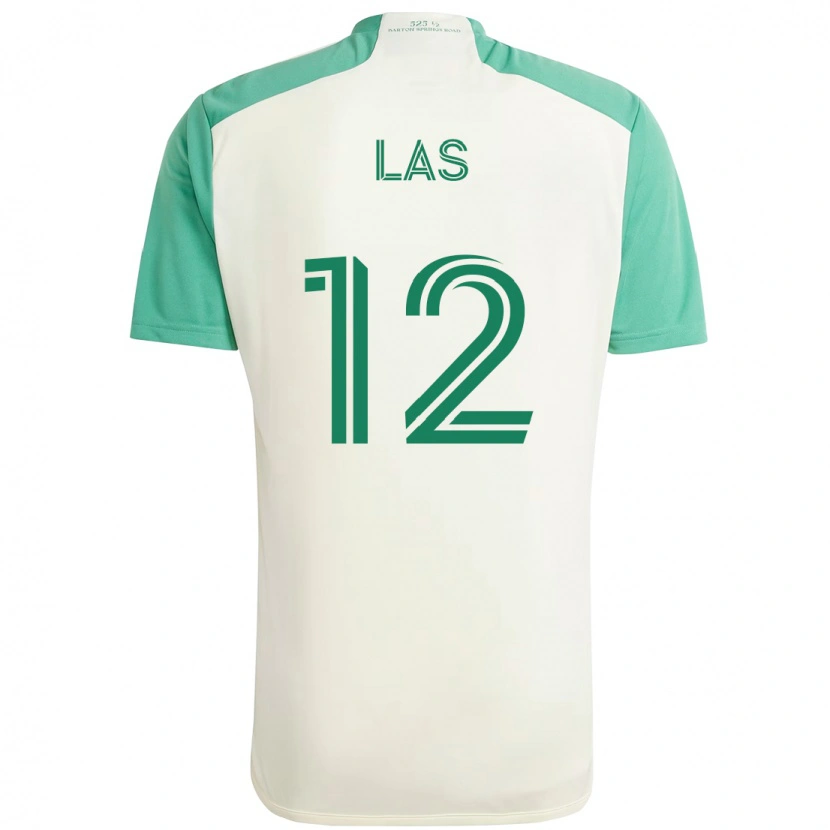 Danxen Bambino Maglia Damian Las #12 Bianco Verde Kit Gara Away 2025/26 Maglietta