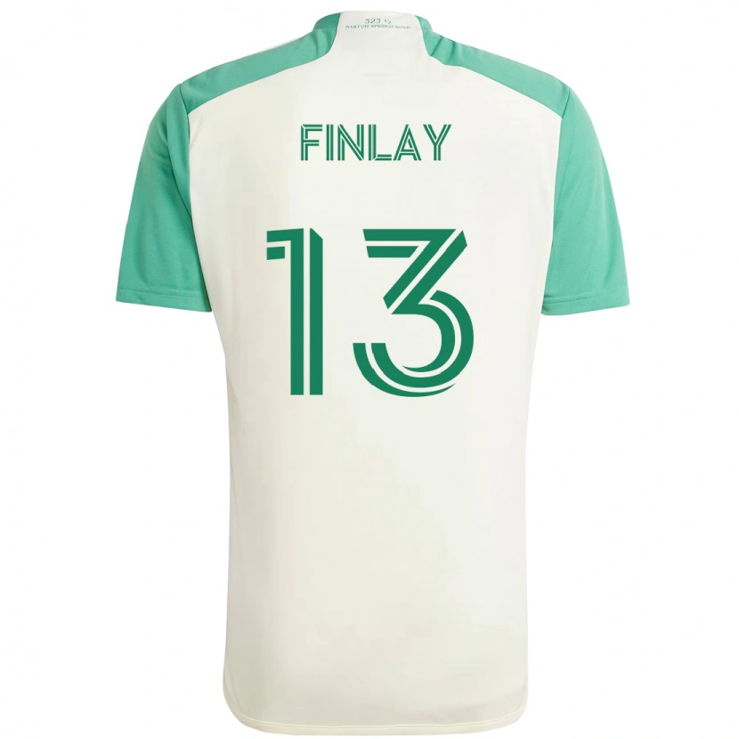 Danxen Bambino Maglia Ethan Finlay #13 Bianco Verde Kit Gara Away 2025/26 Maglietta