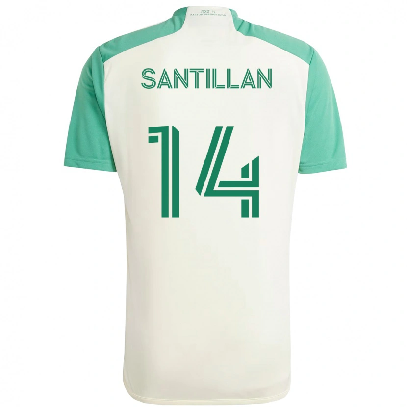 Danxen Bambino Maglia Jonathan Santillan #14 Bianco Verde Kit Gara Away 2025/26 Maglietta