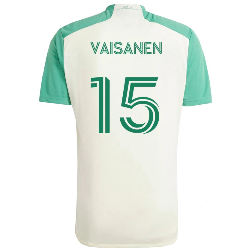 Danxen Bambino Maglia Leo Väisänen #15 Bianco Verde Kit Gara Away 2025/26 Maglietta