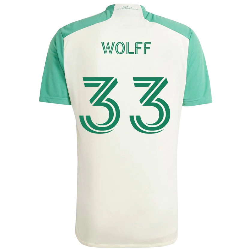 Danxen Bambino Maglia Owen Wolff #33 Bianco Verde Kit Gara Away 2025/26 Maglietta