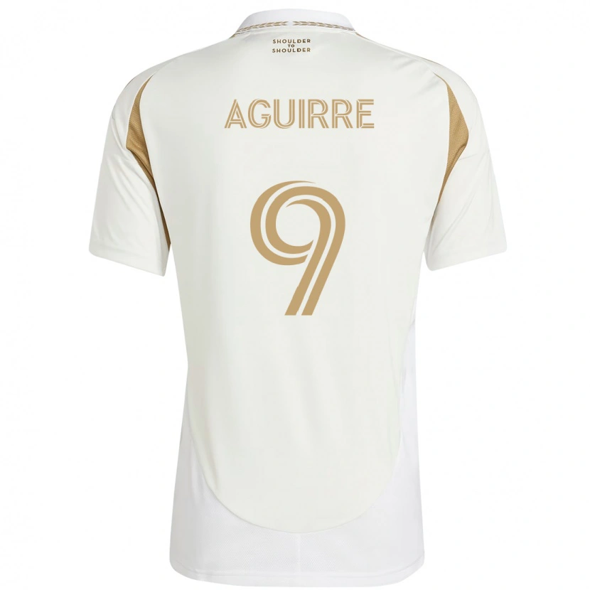 Danxen Bambino Maglia Dustin Aguirre #9 Bianco Marrone Kit Gara Away 2025/26 Maglietta