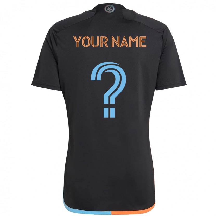 Danxen Bambino Maglia Il Tuo Nome #0 Nero Blu Arancione Kit Gara Away 2025/26 Maglietta
