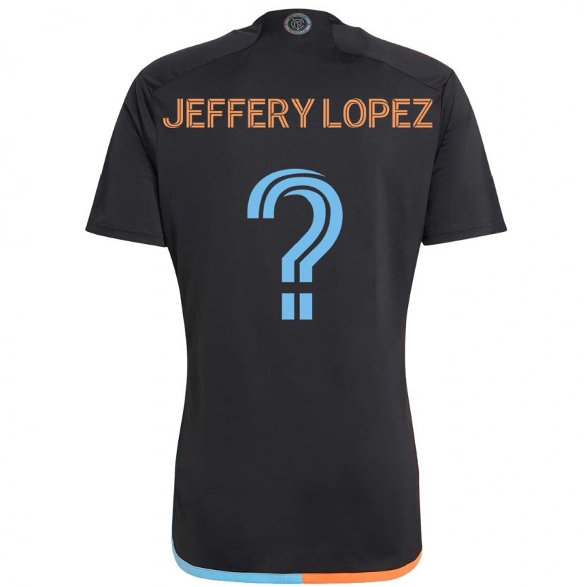 Danxen Bambino Maglia Jeffery López #0 Nero Blu Arancione Kit Gara Away 2025/26 Maglietta