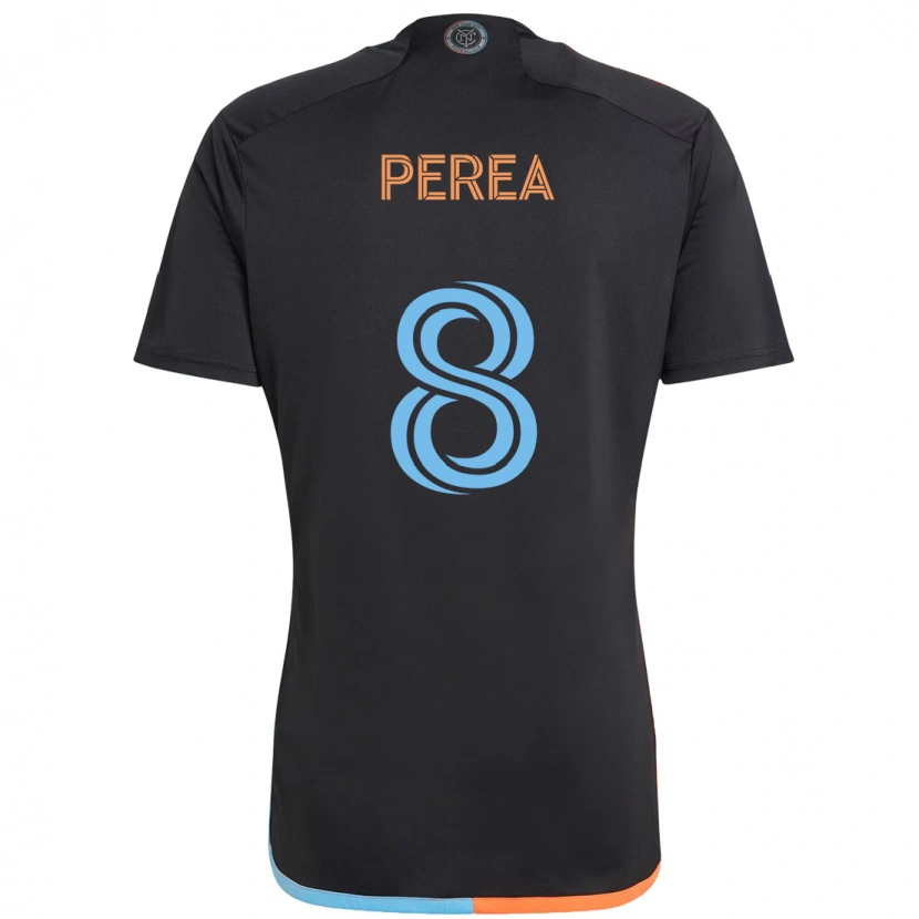 Danxen Bambino Maglia Andrés Perea #8 Nero Blu Arancione Kit Gara Away 2025/26 Maglietta