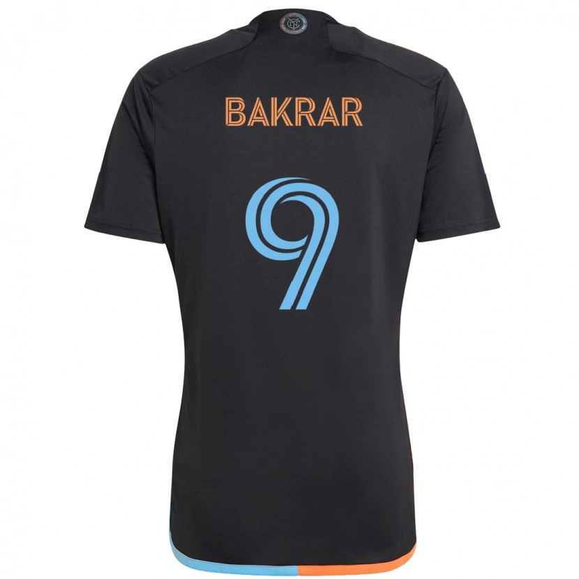 Danxen Bambino Maglia Monsef Bakrar #9 Nero Blu Arancione Kit Gara Away 2025/26 Maglietta
