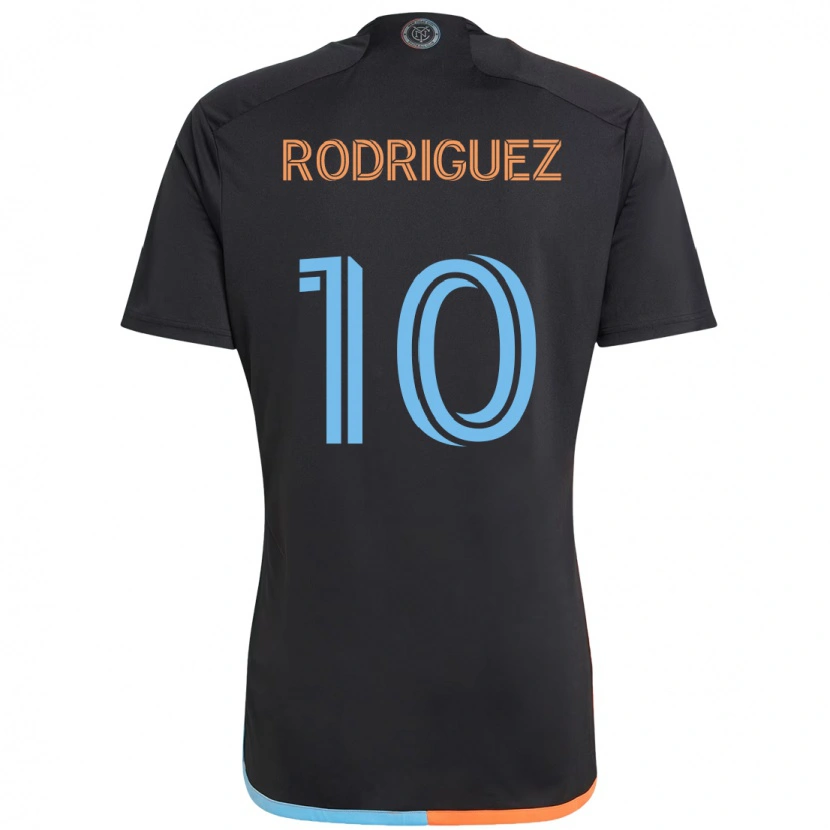 Danxen Bambino Maglia Santiago Rodríguez #10 Nero Blu Arancione Kit Gara Away 2025/26 Maglietta