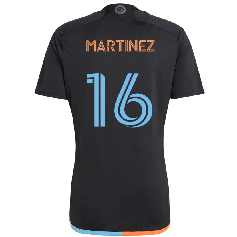 Danxen Bambino Maglia Alonso Martínez #16 Nero Blu Arancione Kit Gara Away 2025/26 Maglietta