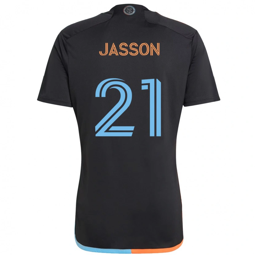 Danxen Bambino Maglia Andres Jasson #21 Nero Blu Arancione Kit Gara Away 2025/26 Maglietta