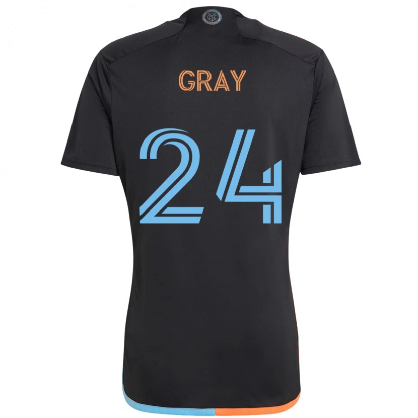 Danxen Bambino Maglia Tayvon Gray #24 Nero Blu Arancione Kit Gara Away 2025/26 Maglietta