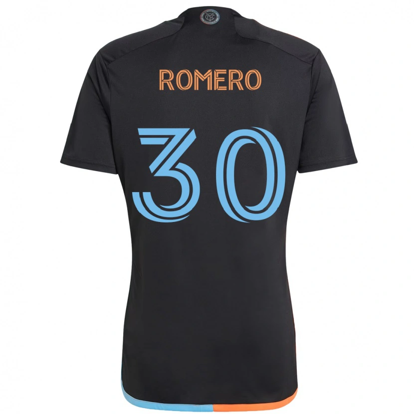 Danxen Bambino Maglia Tomás Romero #30 Nero Blu Arancione Kit Gara Away 2025/26 Maglietta