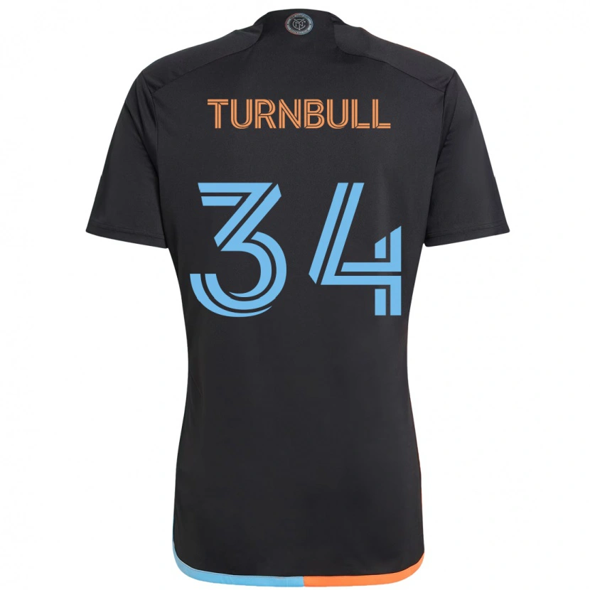 Danxen Bambino Maglia Stephen Turnbull #34 Nero Blu Arancione Kit Gara Away 2025/26 Maglietta
