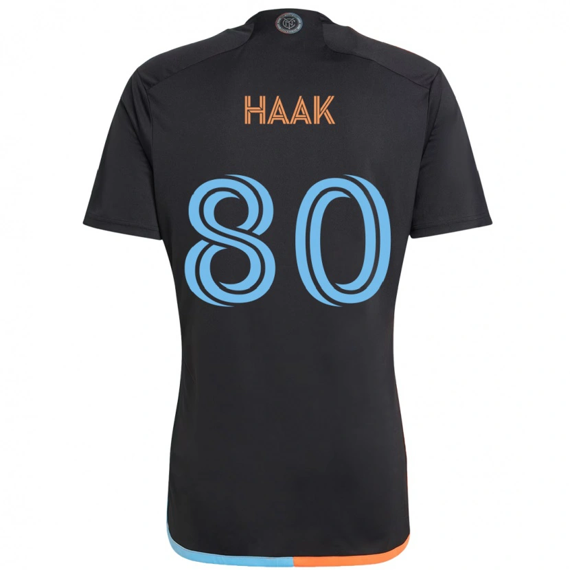 Danxen Bambino Maglia Justin Haak #80 Nero Blu Arancione Kit Gara Away 2025/26 Maglietta