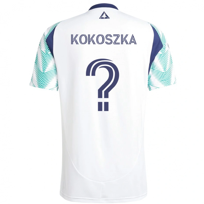 Danxen Bambino Maglia Ayden Kokoszka #0 Bianco Blu Kit Gara Away 2025/26 Maglietta