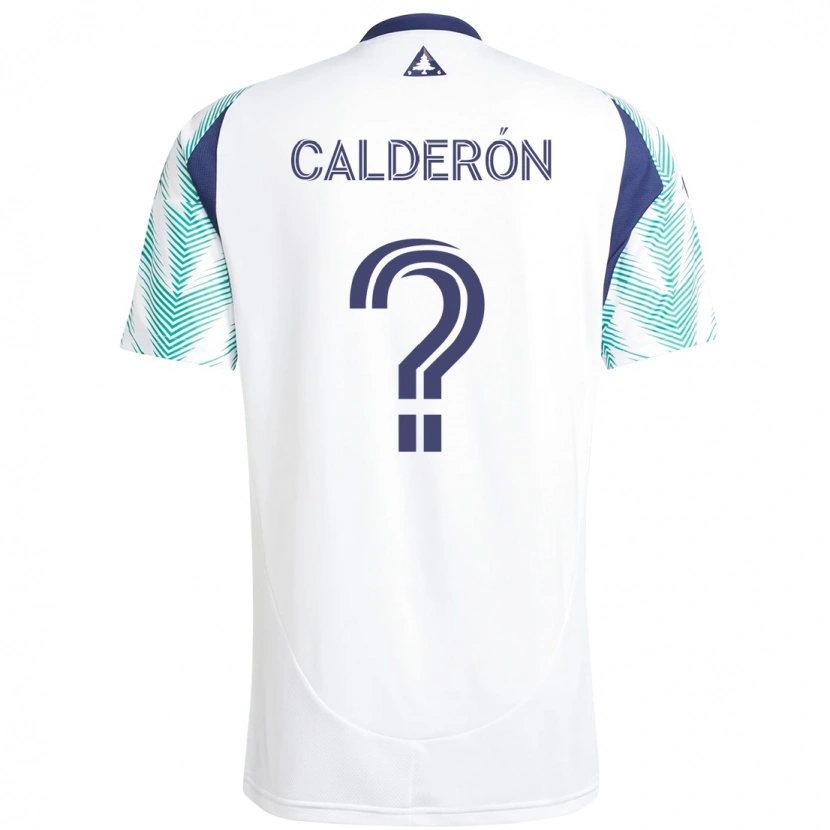 Danxen Bambino Maglia Gio Calderón #0 Bianco Blu Kit Gara Away 2025/26 Maglietta