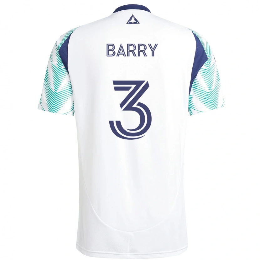 Danxen Bambino Maglia Hesron Barry #3 Bianco Blu Kit Gara Away 2025/26 Maglietta