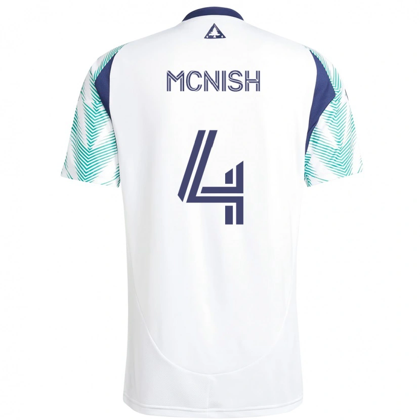 Danxen Bambino Maglia Sheridan Mcnish #4 Bianco Blu Kit Gara Away 2025/26 Maglietta