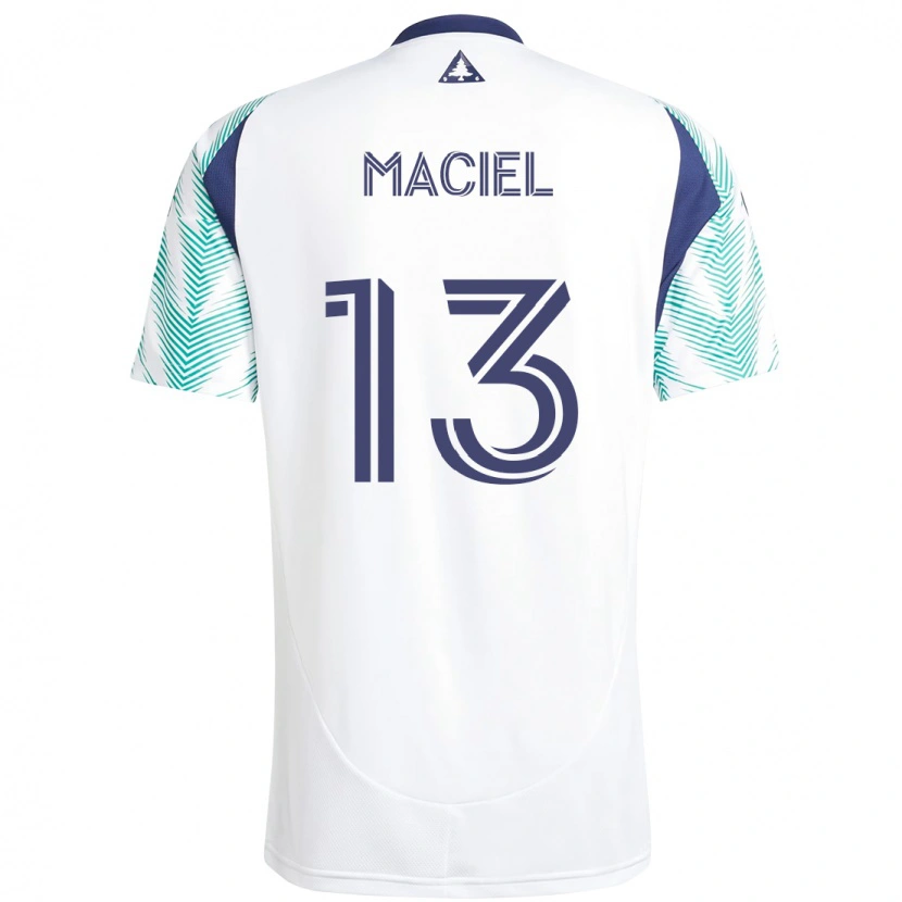 Danxen Bambino Maglia Maciel #13 Bianco Blu Kit Gara Away 2025/26 Maglietta