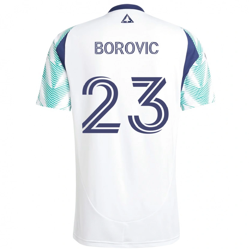 Danxen Bambino Maglia Luka Borovic #23 Bianco Blu Kit Gara Away 2025/26 Maglietta