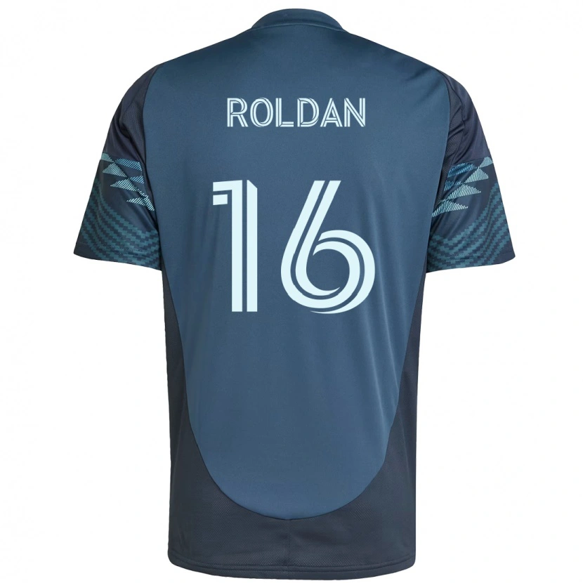 Danxen Bambino Maglia Álex Roldán #16 Azzurro Chiaro Kit Gara Away 2025/26 Maglietta