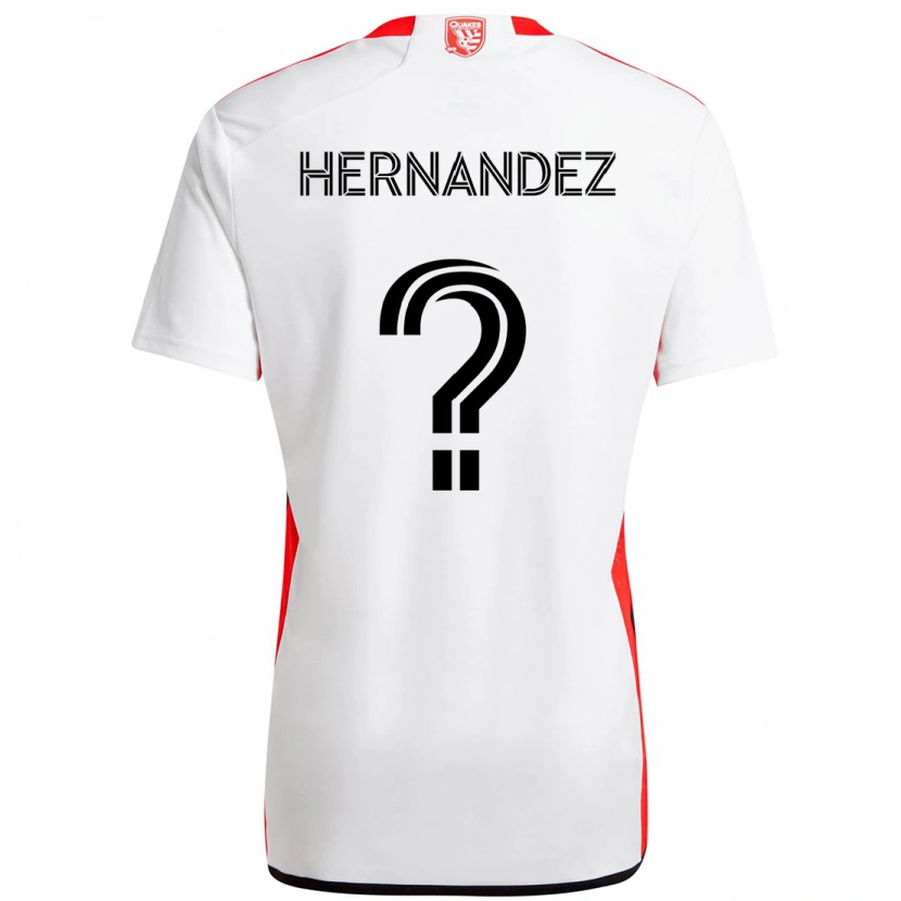 Danxen Bambino Maglia Oliver Hernandez #0 Bianco Rosso Kit Gara Away 2025/26 Maglietta