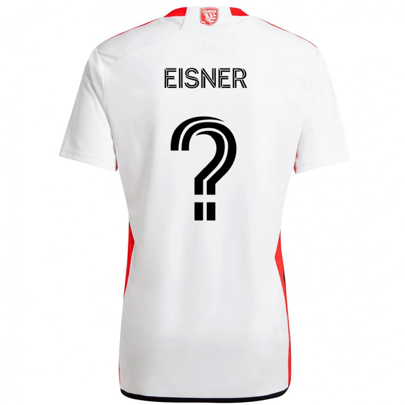 Danxen Bambino Maglia Wilson Eisner #0 Bianco Rosso Kit Gara Away 2025/26 Maglietta