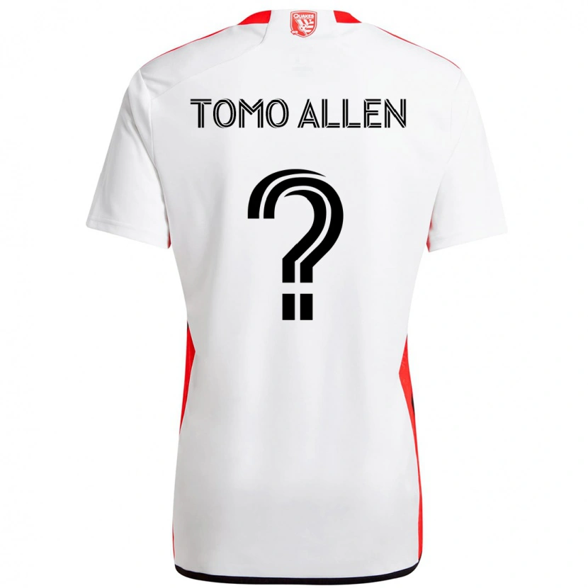 Danxen Bambino Maglia Tomo Allen #0 Bianco Rosso Kit Gara Away 2025/26 Maglietta