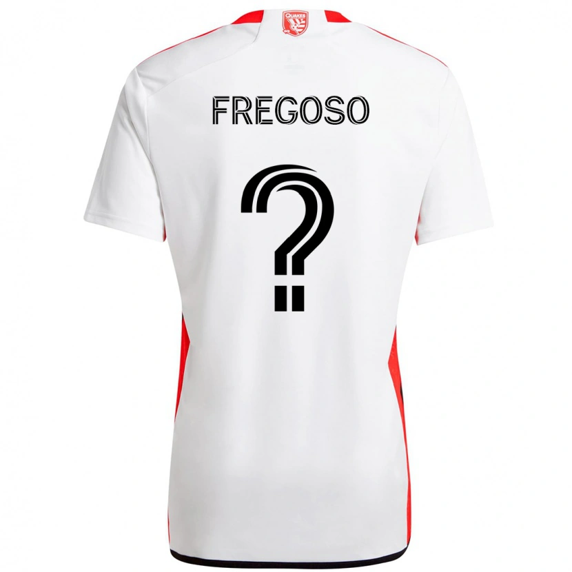 Danxen Bambino Maglia Daniel Fregoso #0 Bianco Rosso Kit Gara Away 2025/26 Maglietta