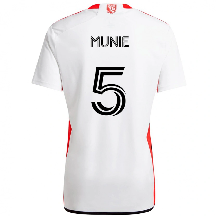 Danxen Bambino Maglia Daniel Munie #5 Bianco Rosso Kit Gara Away 2025/26 Maglietta