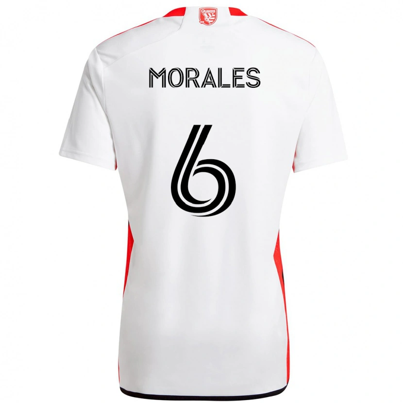 Danxen Bambino Maglia Alfredo Morales #6 Bianco Rosso Kit Gara Away 2025/26 Maglietta