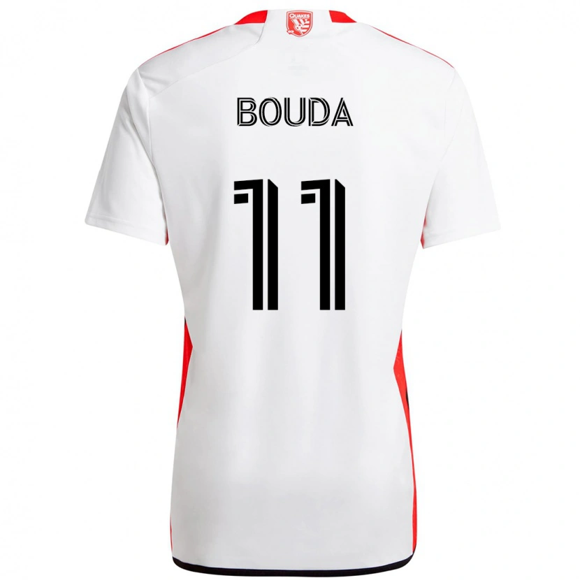 Danxen Bambino Maglia Ousseni Bouda #11 Bianco Rosso Kit Gara Away 2025/26 Maglietta