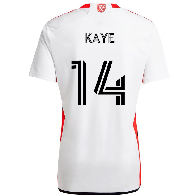 Danxen Bambino Maglia Mark-Anthony Kaye #14 Bianco Rosso Kit Gara Away 2025/26 Maglietta