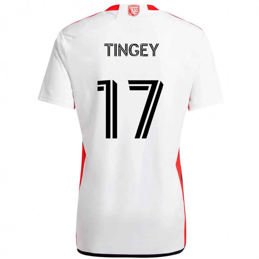 Danxen Bambino Maglia Keegan Tingey #17 Bianco Rosso Kit Gara Away 2025/26 Maglietta