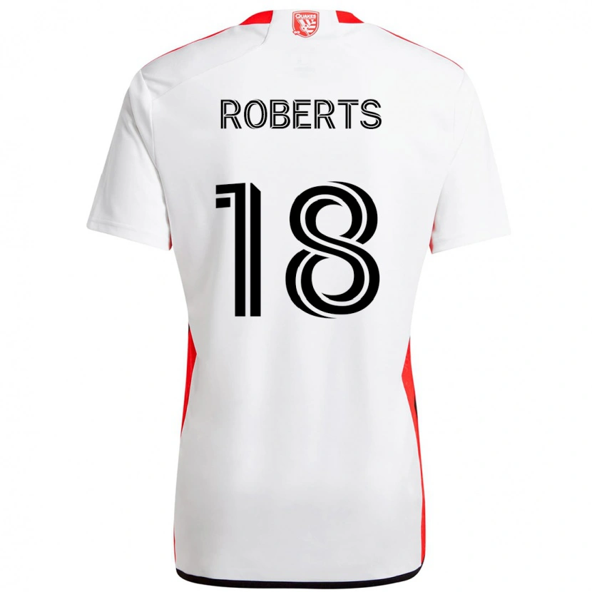 Danxen Bambino Maglia Reid Roberts #18 Bianco Rosso Kit Gara Away 2025/26 Maglietta