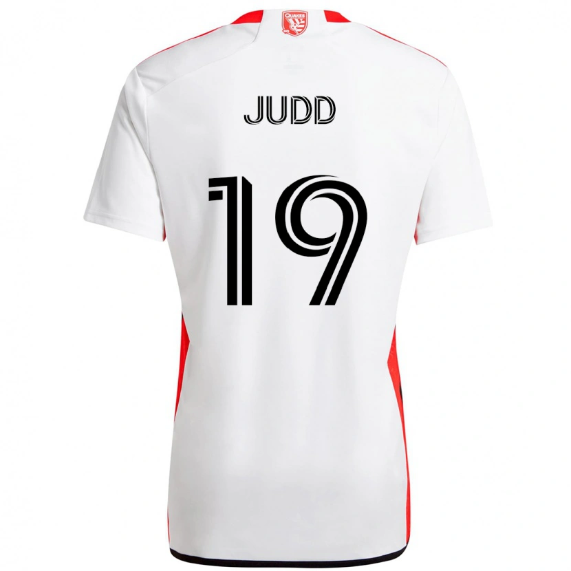 Danxen Bambino Maglia Preston Judd #19 Bianco Rosso Kit Gara Away 2025/26 Maglietta