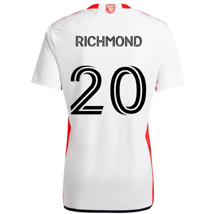 Danxen Bambino Maglia Will Richmond #20 Bianco Rosso Kit Gara Away 2025/26 Maglietta